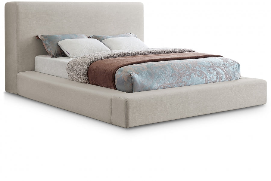 Lit double en tissu texturé en lin Devin