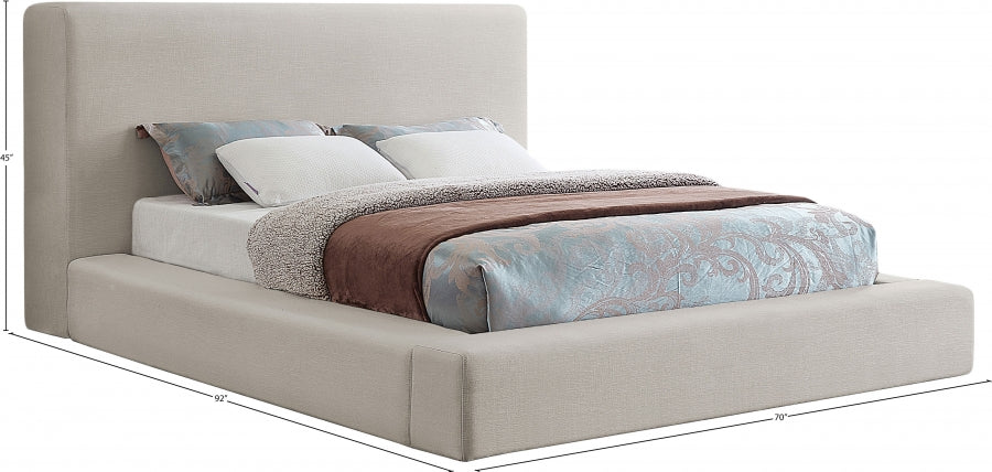 Lit double en tissu texturé en lin Devin