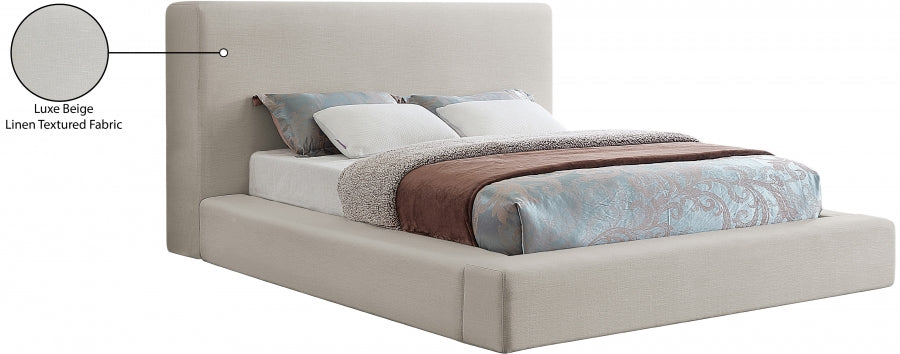 Lit double en tissu texturé en lin Devin