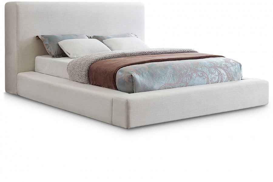 Lit double en tissu texturé en lin Devin