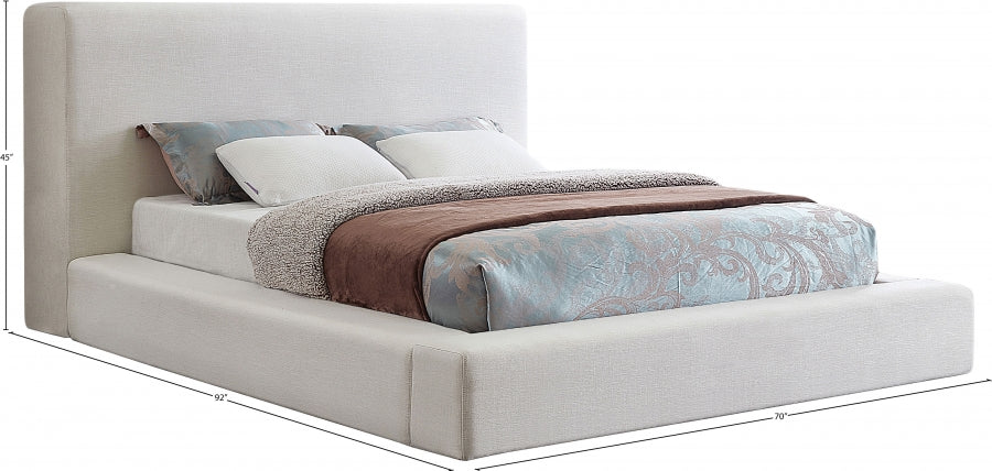 Lit double en tissu texturé en lin Devin