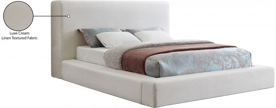 Lit double en tissu texturé en lin Devin