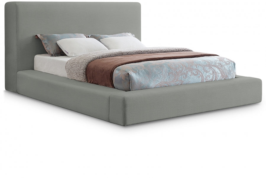 Lit double en tissu texturé en lin Devin