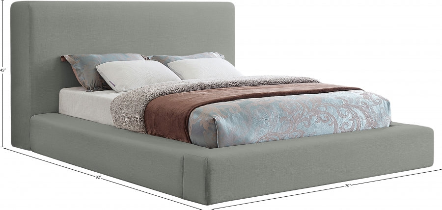 Lit double en tissu texturé en lin Devin