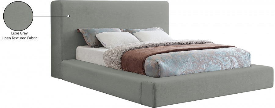 Lit double en tissu texturé en lin Devin