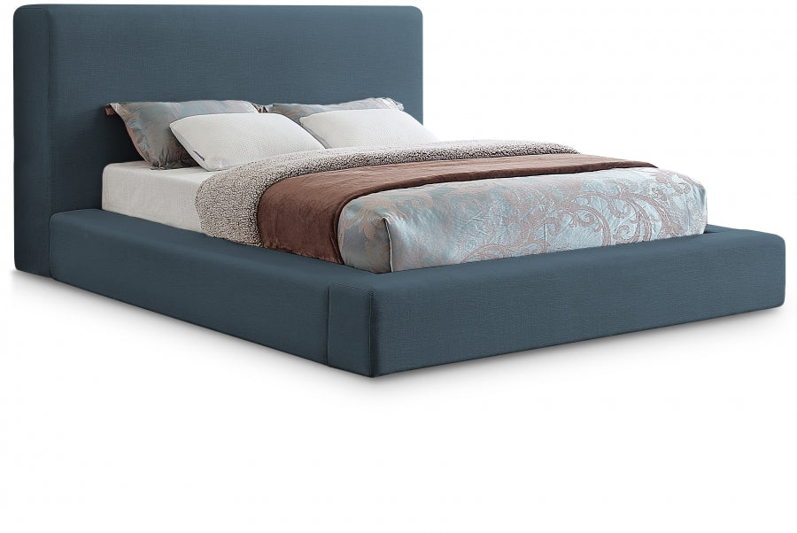 Lit double en tissu texturé en lin Devin