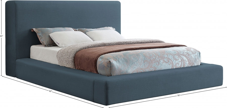 Lit double en tissu texturé en lin Devin