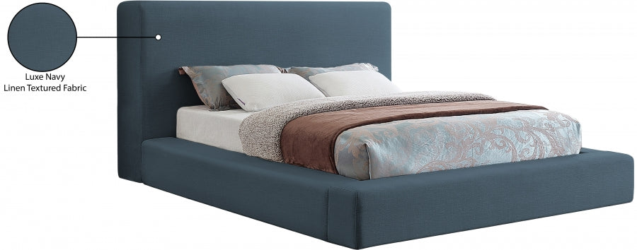 Lit double en tissu texturé en lin Devin