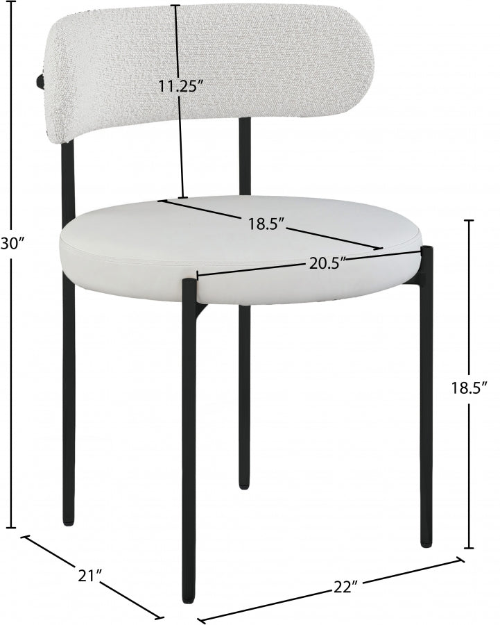 Chaise de salle à manger en cuir végétalien et tissu bouclé Beacon crème