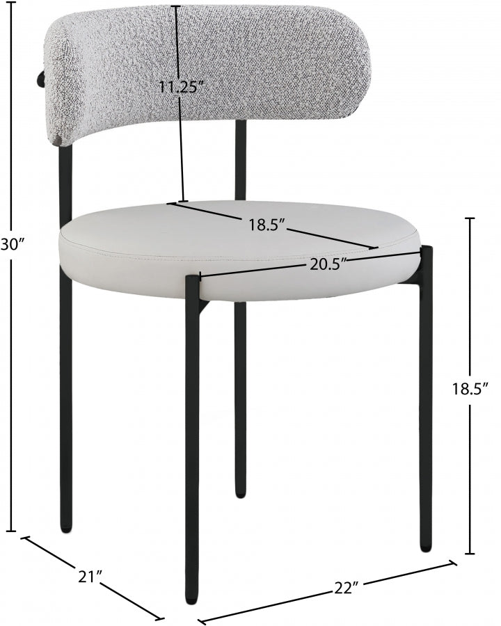 Chaise de salle à manger en cuir végétalien et tissu bouclé Beacon crème