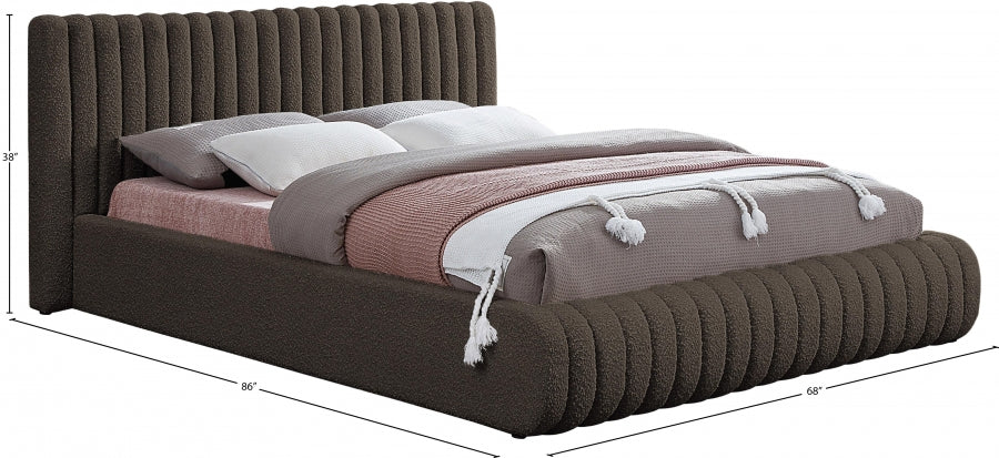 Lit double en tissu bouclé Nash