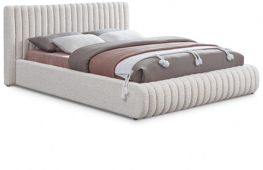 Lit double en tissu bouclé Nash