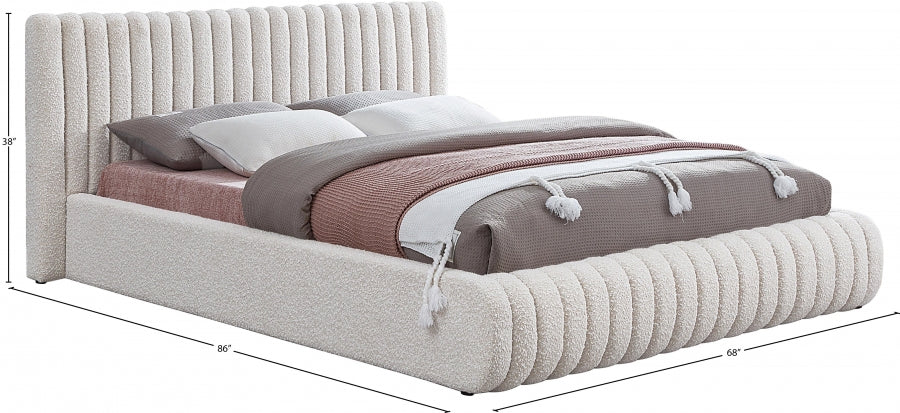 Lit double en tissu bouclé Nash