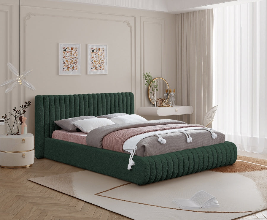 Lit double en tissu bouclé Nash