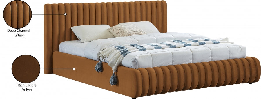 Lit double Nico Velvet couleur brun