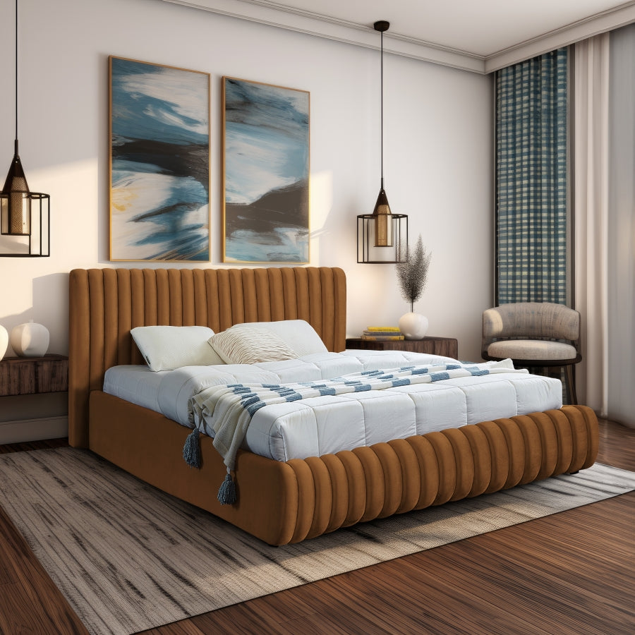Lit King Size Nico Velvet couleur marron