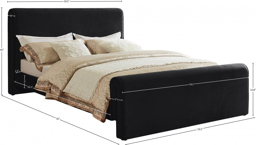Lit double en velours Sloan