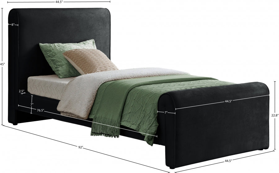 Lit simple en velours Sloan