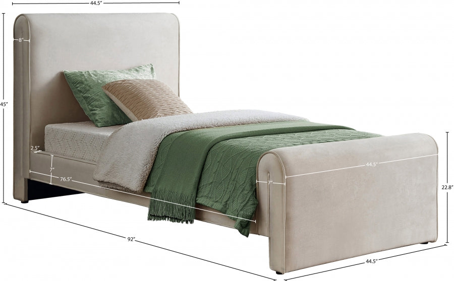 Lit simple en velours Sloan