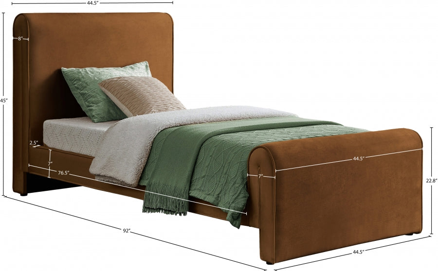 Lit simple en velours Sloan