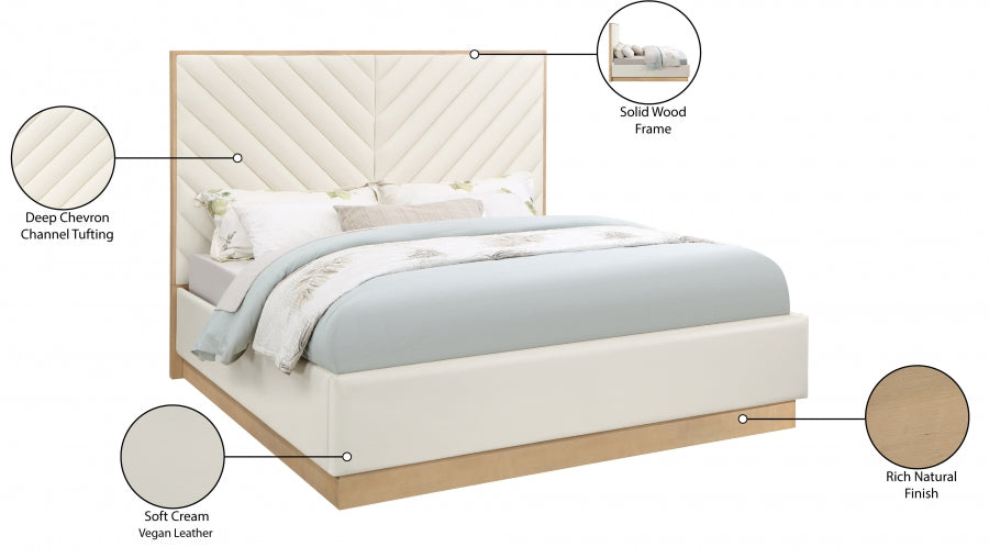 Lit queen size en cuir végétalien Casa