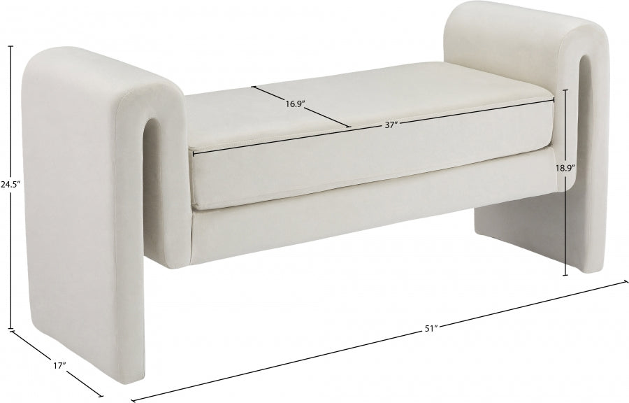 Banc 51" en velours Sloan