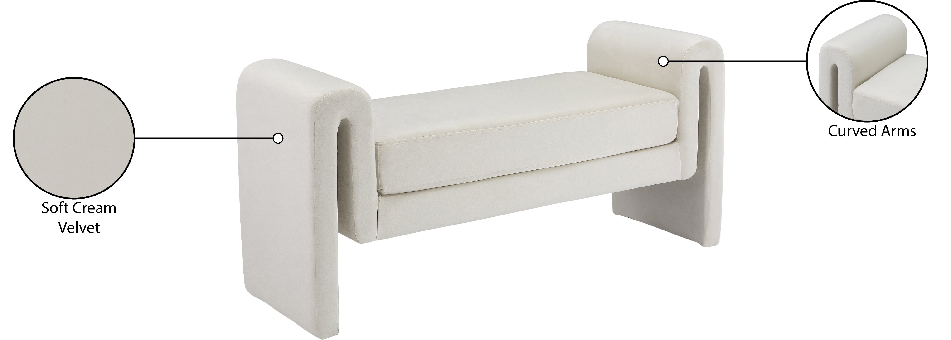 Banc 51" en velours Sloan