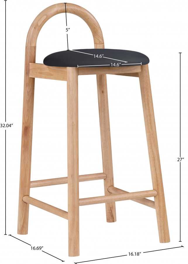 Tabouret de comptoir en cuir végétalien Calvin