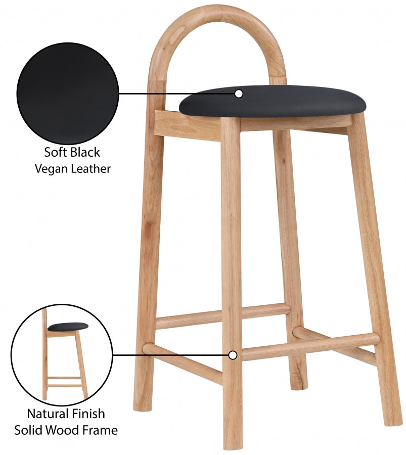 Tabouret de comptoir en cuir végétalien Calvin