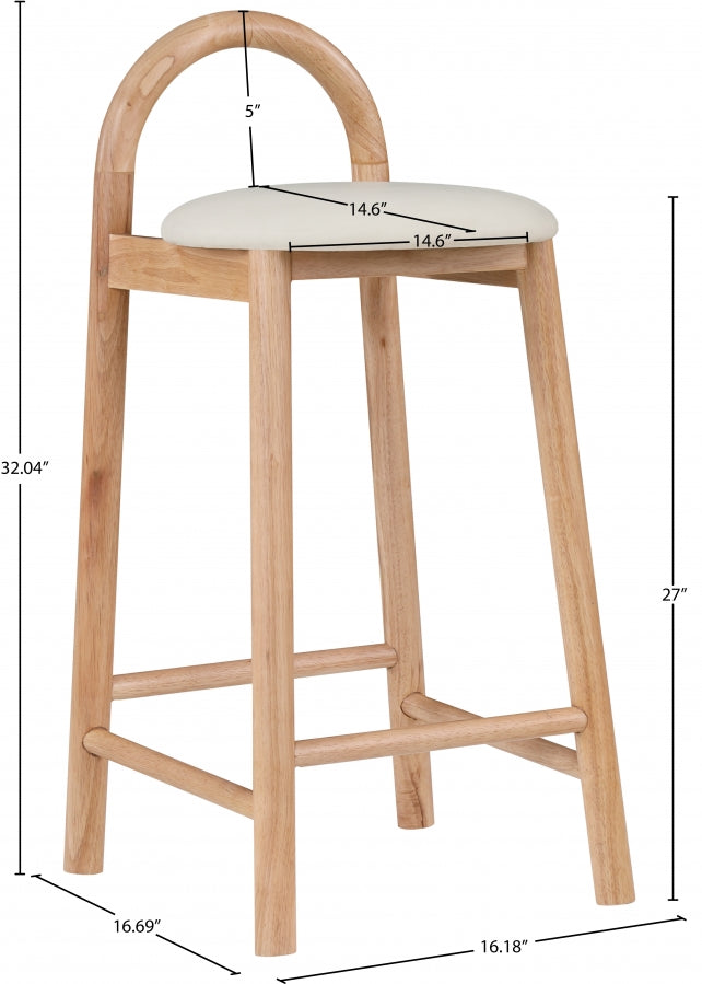 Tabouret de comptoir en cuir végétalien Calvin