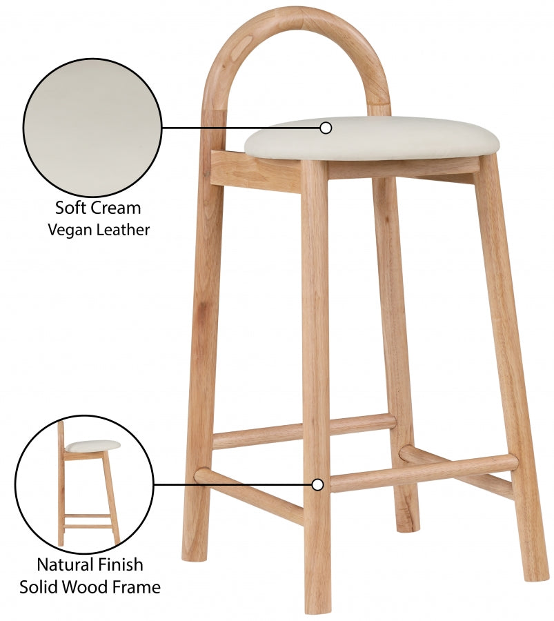Tabouret de comptoir en cuir végétalien Calvin