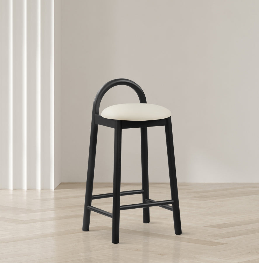 Tabouret de comptoir en cuir végétalien Calvin