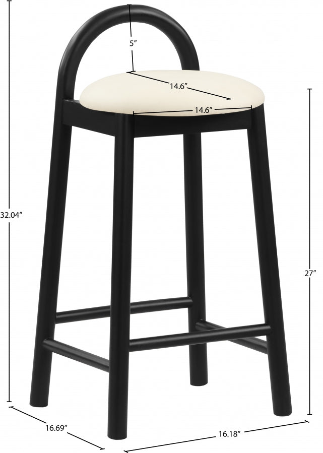 Tabouret de comptoir en cuir végétalien Calvin