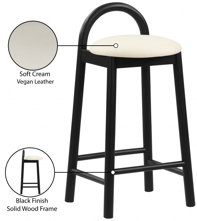 Tabouret de comptoir en cuir végétalien Calvin