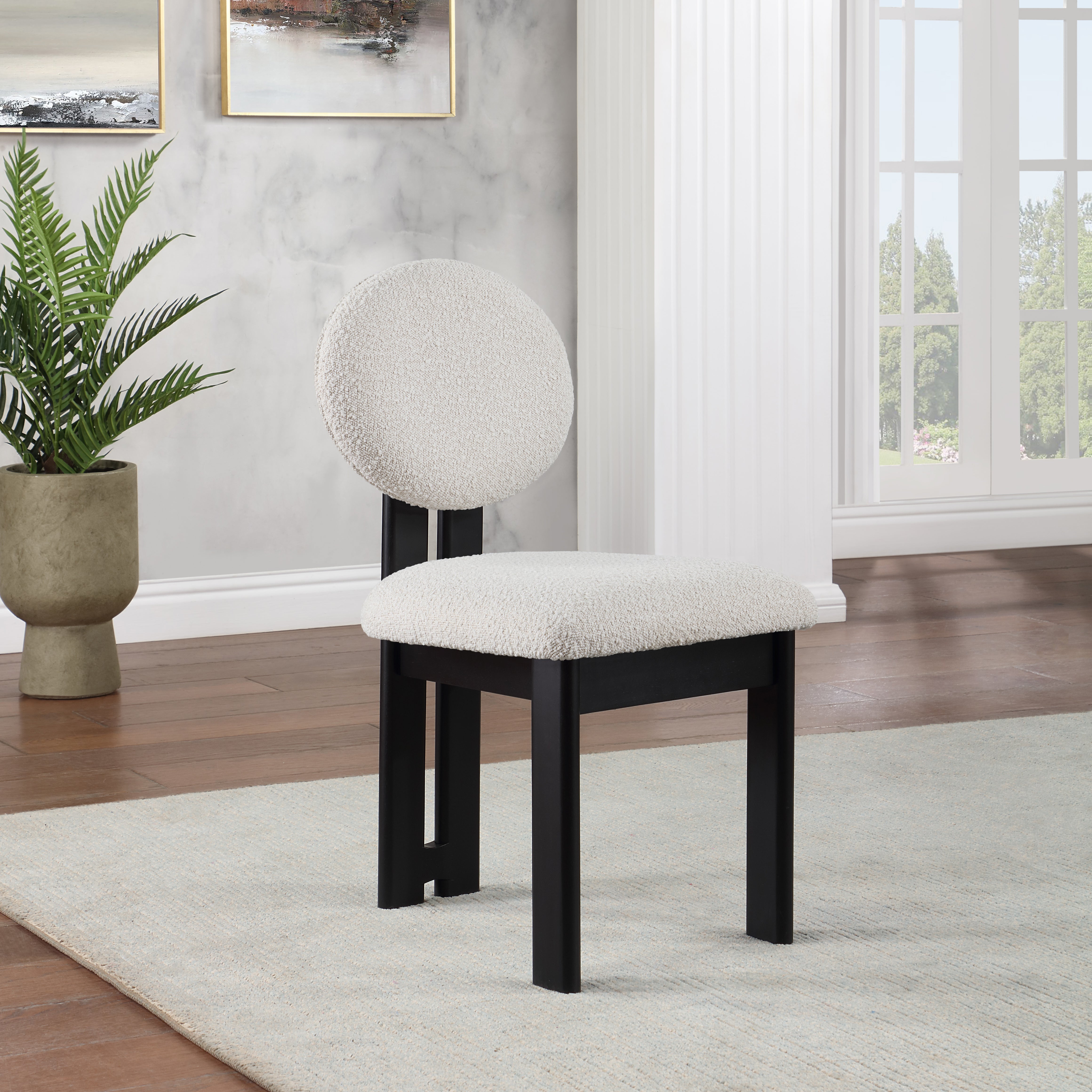 Chaise de restauration en tissu napa boucle