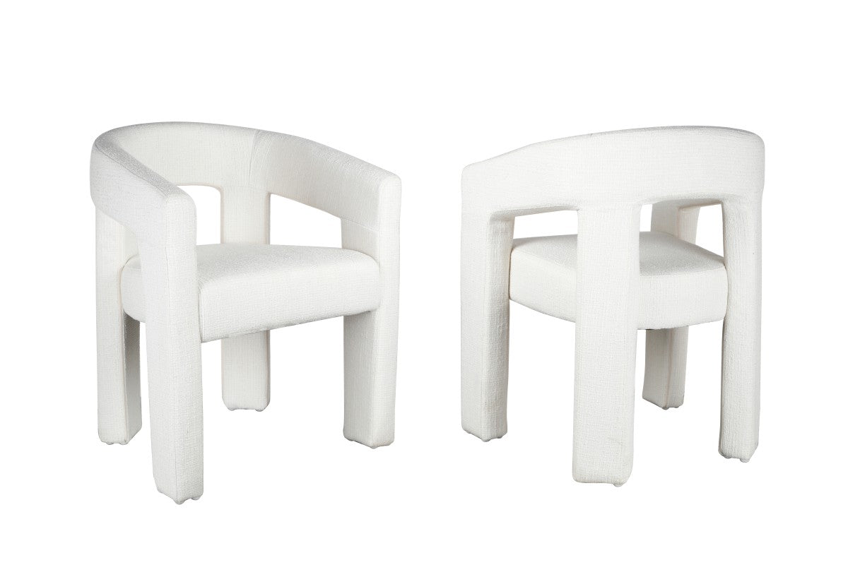 Chaise d'appoint Bella en tissu blanc | Design sculptural et moderne