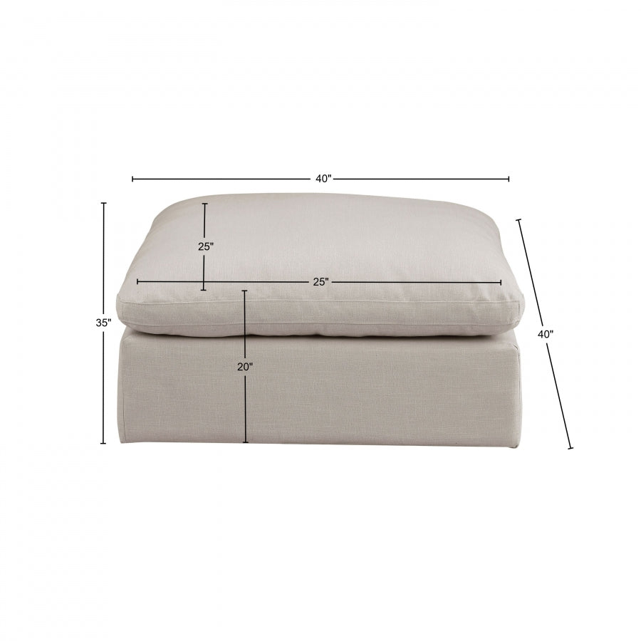 Pouf confortable en tissu texturé en lin