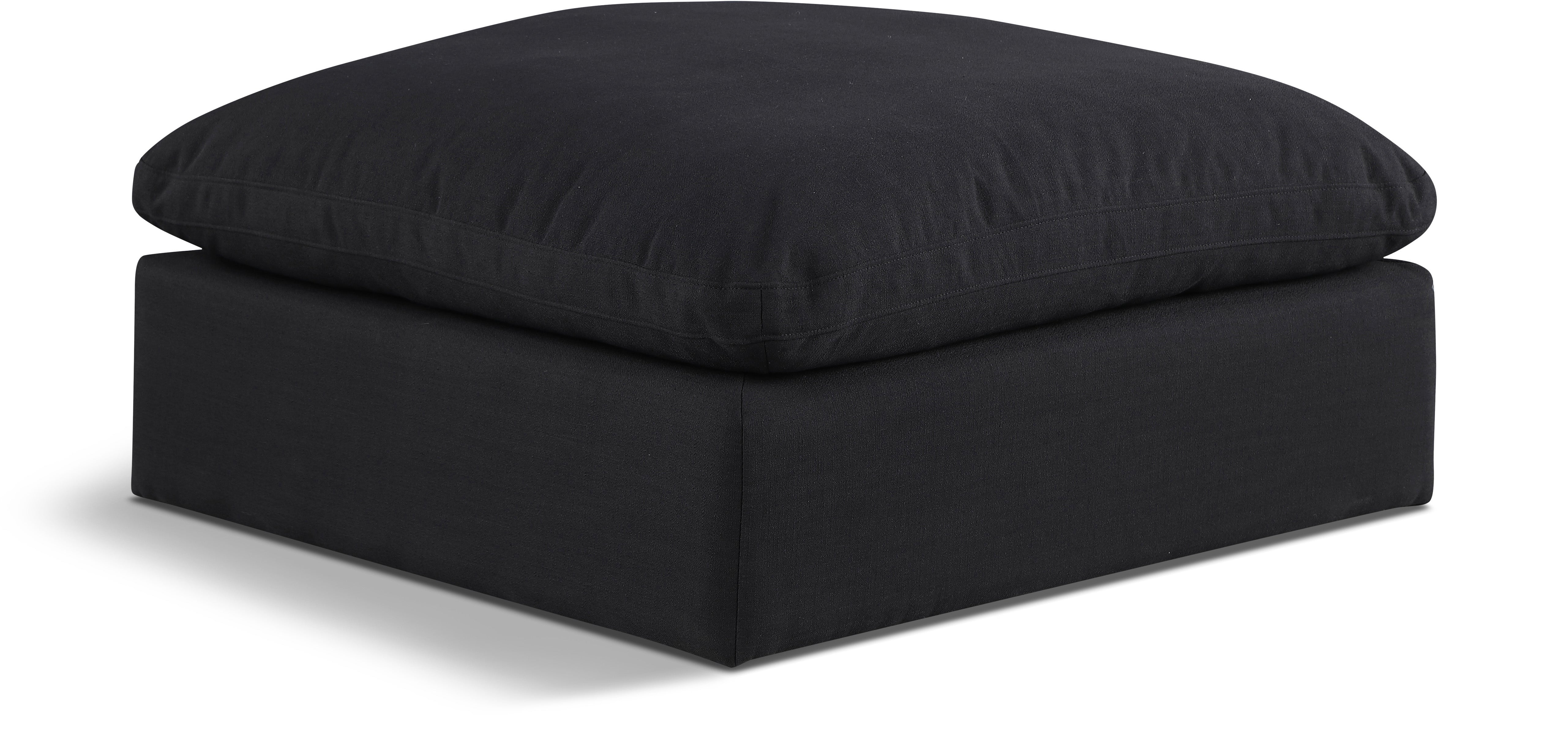 Pouf confortable en tissu texturé en lin