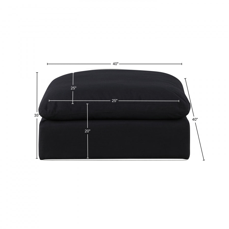 Pouf confortable en tissu texturé en lin