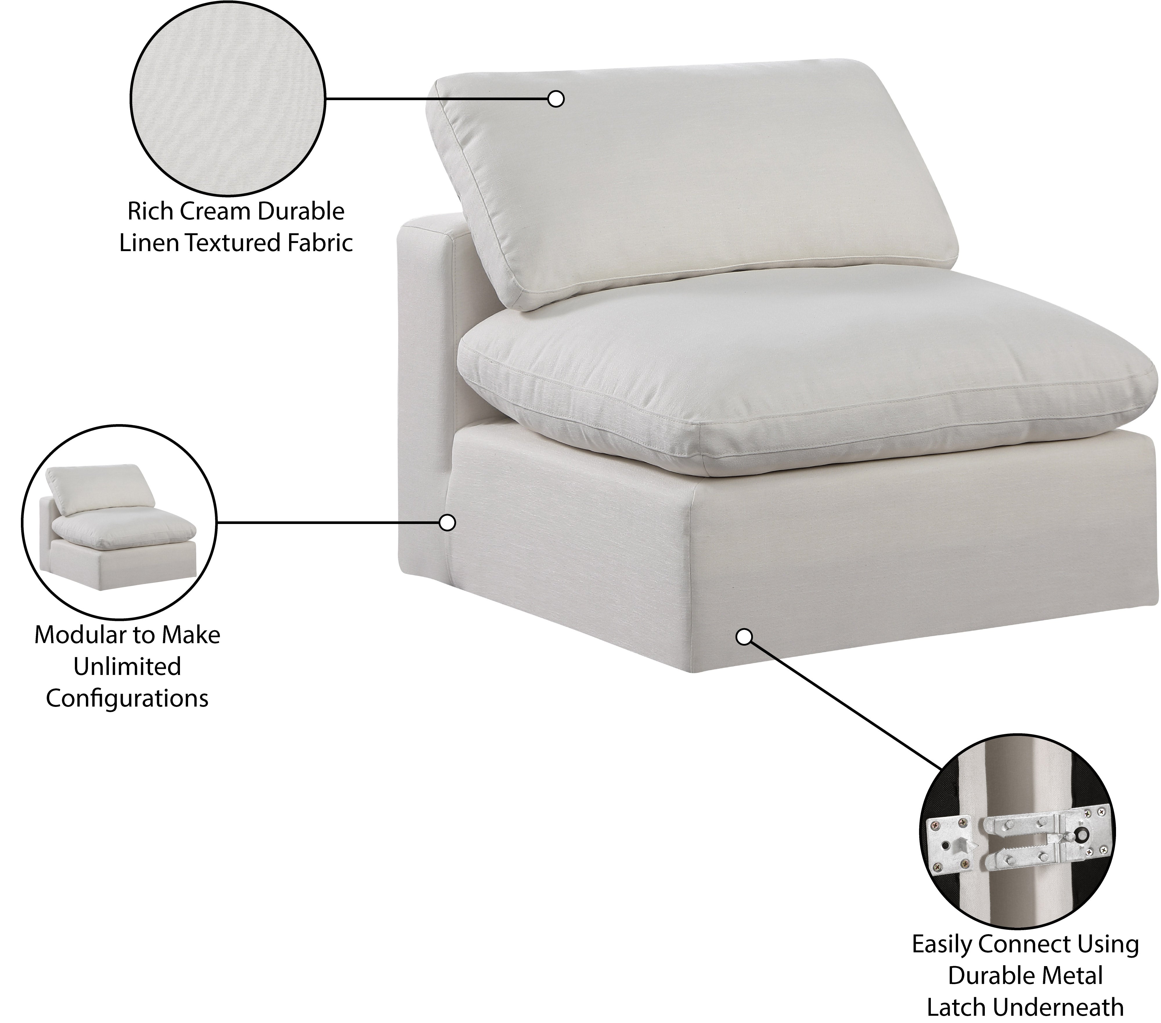 Chaise sans accoudoirs en tissu texturé en lin Comfy