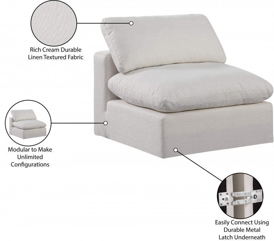 Chaise sans accoudoirs en tissu texturé en lin Comfy