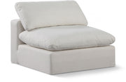 Chaise sans accoudoirs en tissu texturé en lin Comfy