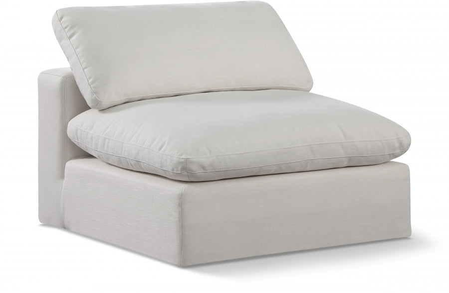 Chaise sans accoudoirs en tissu texturé en lin Comfy