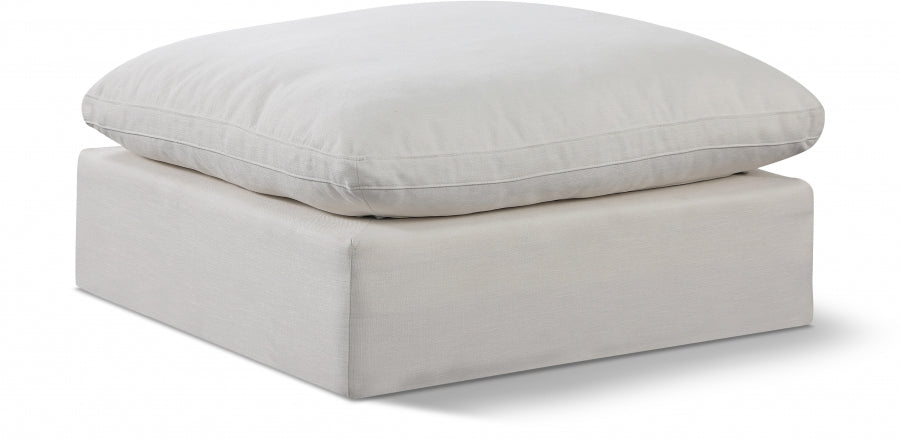 Pouf confortable en tissu texturé en lin