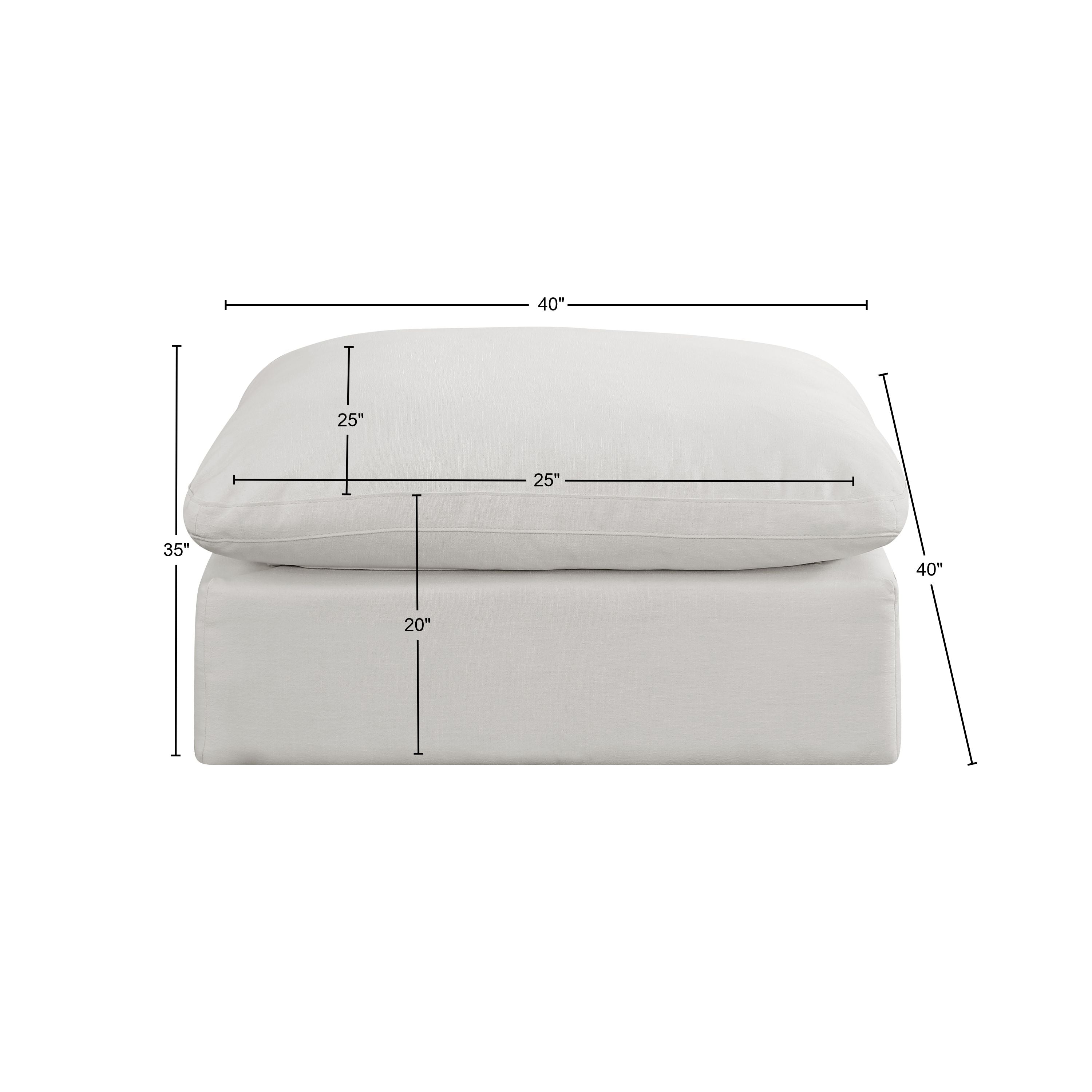 Pouf confortable en tissu texturé en lin