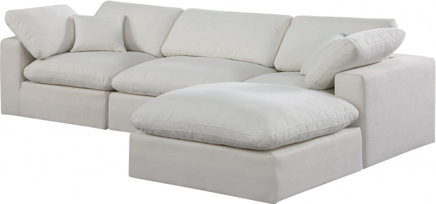 Canapé sectionnel confortable en tissu texturé en lin