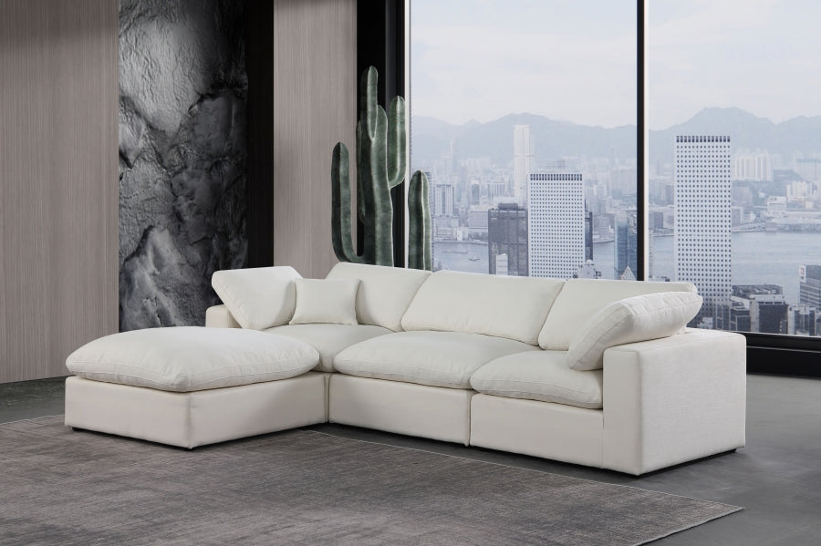 Canapé sectionnel confortable en tissu texturé en lin
