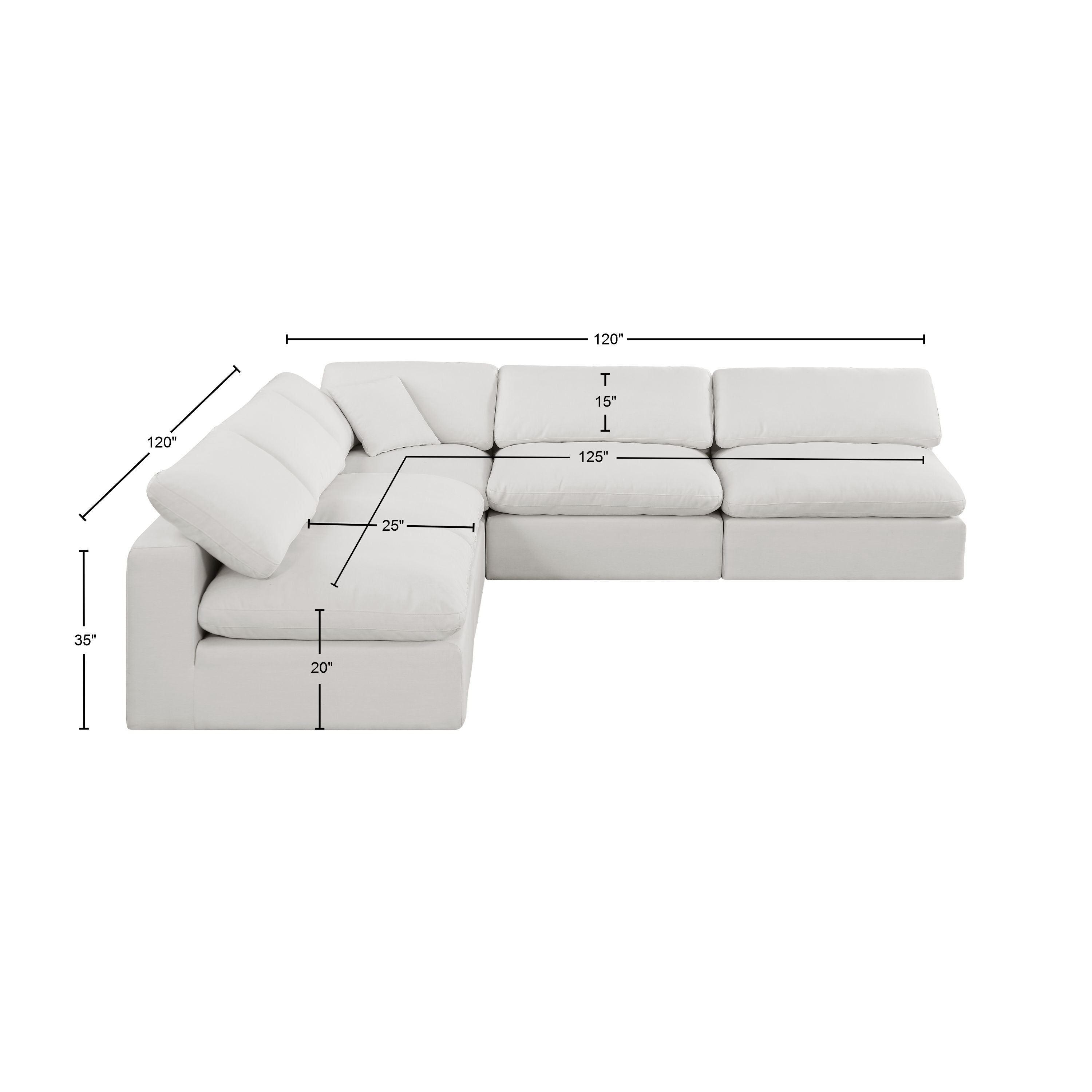 Canapé sectionnel confortable en tissu texturé en lin