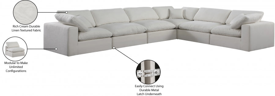 Canapé sectionnel confortable en tissu texturé en lin