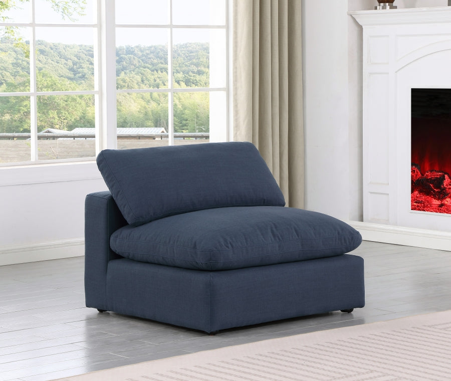 Chaise sans accoudoirs en tissu texturé en lin Comfy